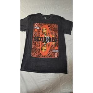 Sexyy Red Graphic T Shirt The Next 50 Hip Hop Tee Black Acid Wash Womens S